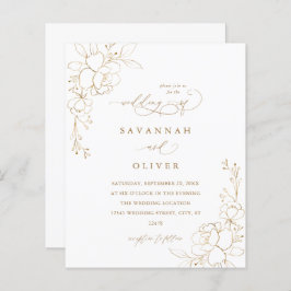 Budgeterad Guld-länkad Blommigt Vit och Guld Bröll