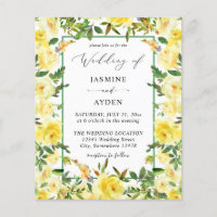 Budgeterad Gult Blommigt Bröllop V3 Flyer