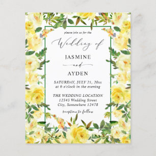 Budgeterad Gult Blommigt Bröllop V3 Flyer