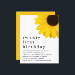 Budgeterad Gult Solros 20 första Inbjudan<br><div class="desc">Gult Solros 21: Ett budgetvänligt SMALLER-alternativ på 4, 5 x 5, 6 tum. Finns på ett SEMI GLOSS 110 lb-kort LAGRAR eller ett SATIN AVSLUTAR 80 lb TINNER PAPPRA LAGRAR. Kuvert är ett valfritt extra. . - Rustic stil med en enorm gult solrosa till högsta höger och rubriken är stor...</div>