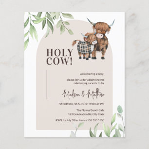 Budgeterad Heliga Kow Arch Farm Baby Shower Inbjud