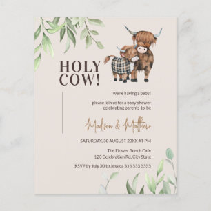 Budgeterad Heliga Kow Greenery Rustic Baby Shower 