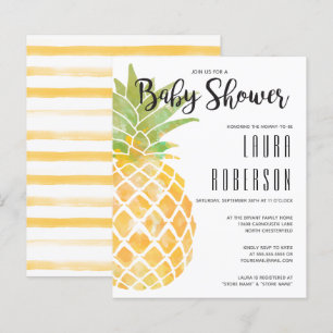 Budgeterad inbjudan till ananas vattenfärgsbabyklä