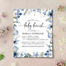 Budgeterad inbjudan till Baby blue Wildblomma Baby