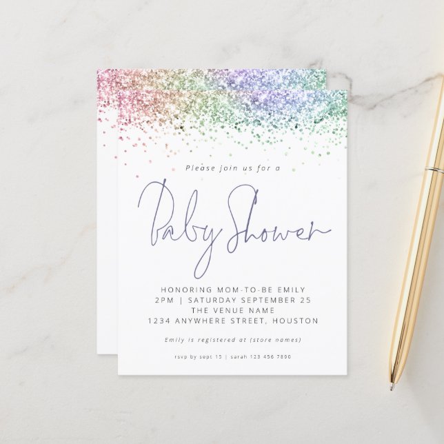 Budgeterad inbjudan till babyvisare för flera Färg (Fram/Back In Situ)