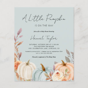 Budgeterad inbjudan till Blue Pumpkin Fall Baby Sh