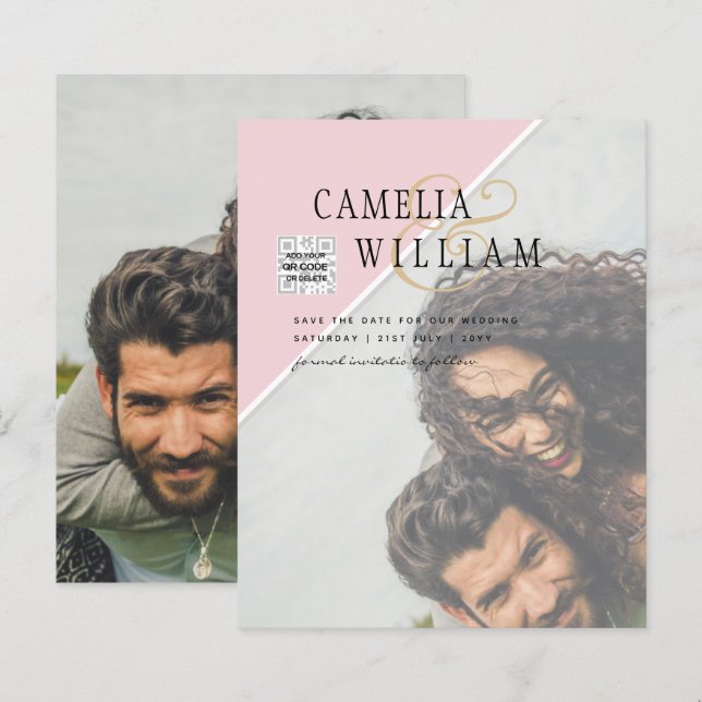 Budgeterad inbjudan till fotobröllop - blandat Fär (Fram/baksida)