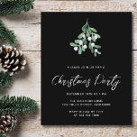 Budgeterad inbjudan till Mistletoe-julfest<br><div class="desc">Familjen inbjudan och vänner till er jul party med den här snyggtens budgetinbjudan. Det är dekorerat med vattenfärgad grönt mistletoe och vita bär på svart bakgrund. Enkelt anpassade. Ursprunglig vattenfärg © Michele Davies.</div>