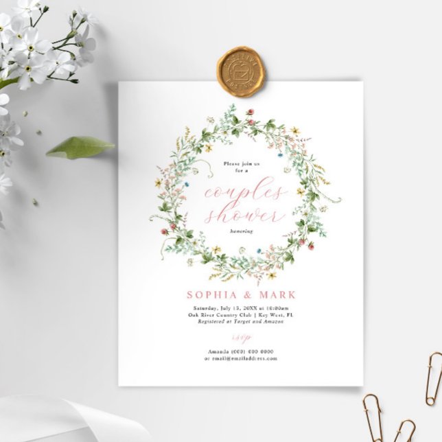 Budgeterad inbjudan till Par för Rustic Wildblomma (Skapare uppladdad)