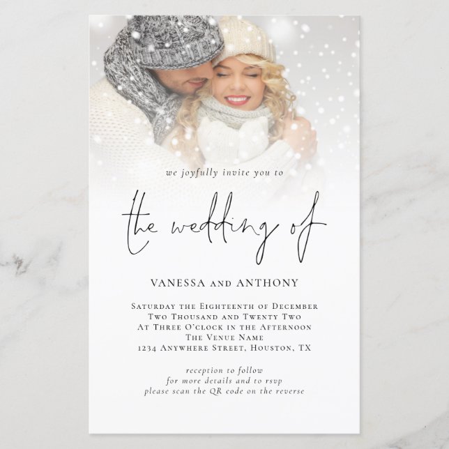 Budgeterad inbjudan till QR-kod för fotobröllop (Framsida)