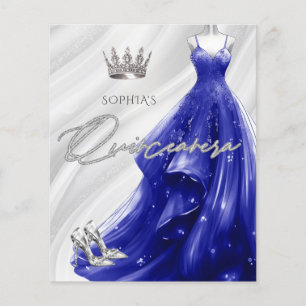 Budgeterad inbjudan till Royalet Blue Dress Quince