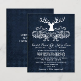 Budgeterad inbjudan till Rustic Blue Antlers Hjort