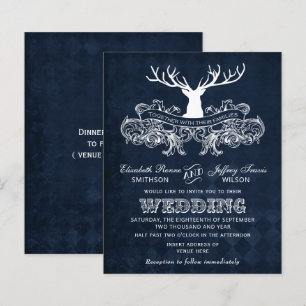 Budgeterad inbjudan till Rustic Blue Antlers Hjort