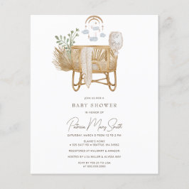 Budgeterad inbjudan till Rustic Boho Baby Cot Baby