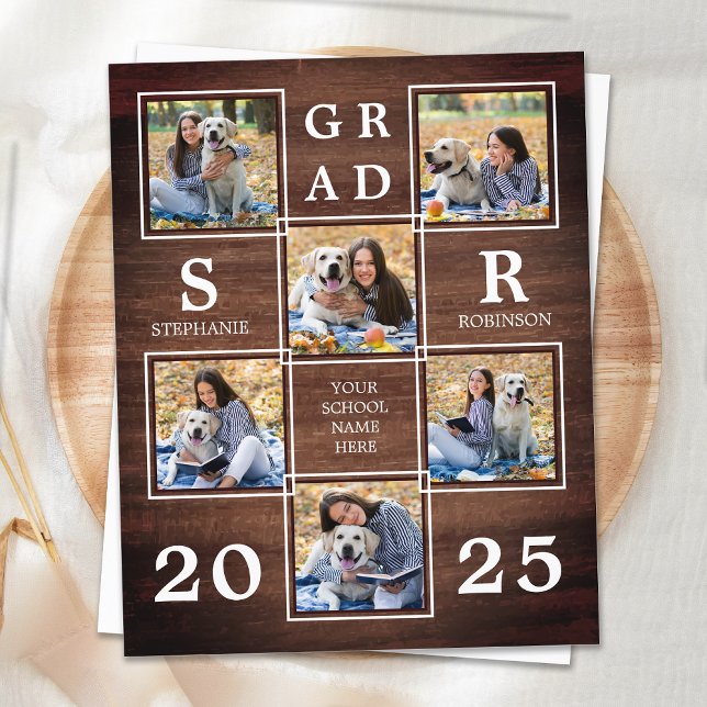 Budgeterad inbjudan till Rustic Photo Collage Stud (Skapare uppladdad)