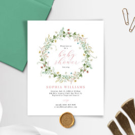 Budgeterad inbjudan till Rustic Wildblomma Baby Sh