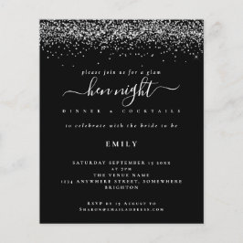 Budgeterad inbjudan till Silver Glitter Hen Natt B