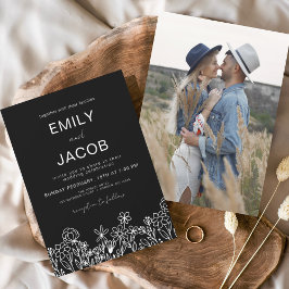 Budgeterad inbjudan till Wildblomma Boho Photo Wed Flygblad