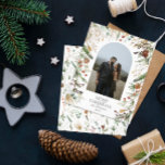 Budgeterad jul 1-fotoarch vattenfärg botaniskt flygblad<br><div class="desc">Budgeterad God jul,  modern elegant vattenfärgstorkad botanisk blommigt,  avvisade färg helgdag Arch 1-fotojulkortsdesign.</div>