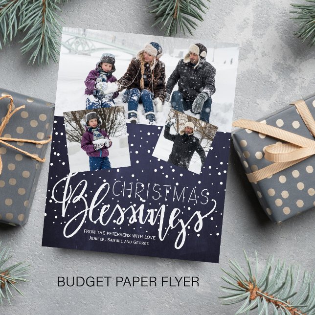 Budgeterad jul 3-fotokollage, marin helgdag flygblad (Skapare uppladdad)