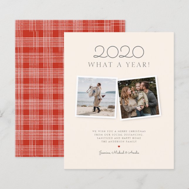 Budgeterad jul Handdragen Tartan Photo Helgdag (Fram/baksida)