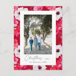 Budgeterad jul önskemål Boho vattenfärgsanemoner Vykort