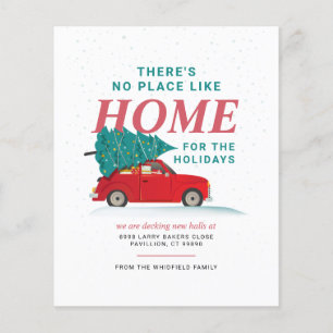 Budgeterad Julgran Red Car Vi har flyttat Flytta