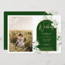 Budgeterad kod för hela Vit ros Grönt Bröllop QR Inbjudningar