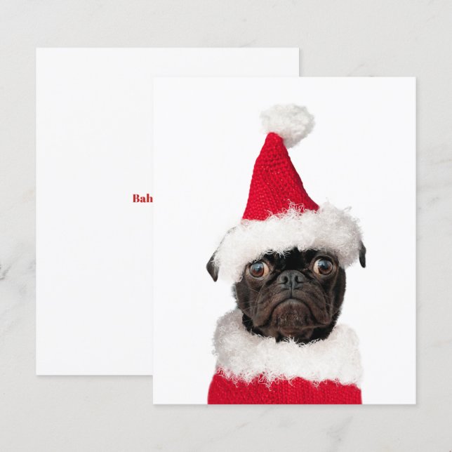Budgeterad Kute-julpug Puppy Santa (Fram/baksida)