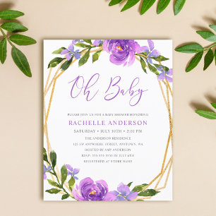 Budgeterad Lila Blommigt Geometric Girl Baby Showe