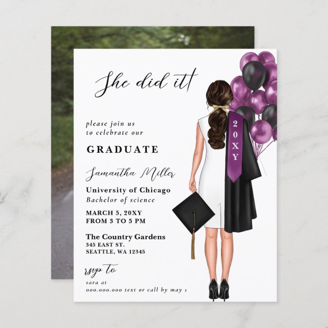 Budgeterad Lila - enkelt foto som hon gjorde det i (Fram/baksida)