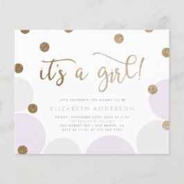 Budgeterad Lila och Guld Confetti Girl Baby Shower