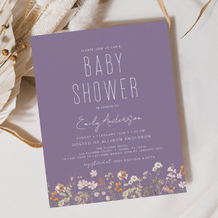 Budgeterad Lila WildblomBoho Baby Shower