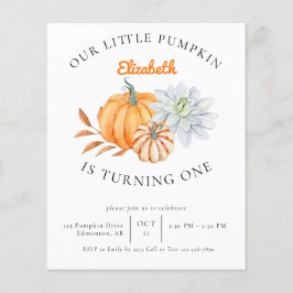 Budgeterad Lilla Pumpkin 1:a födelsedagsinbjudning