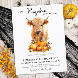 Budgeterad liten Pumpkin Highland Cow Baby Shower