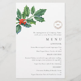 Budgeterad Logotyp Holly Berries jul Party Menu