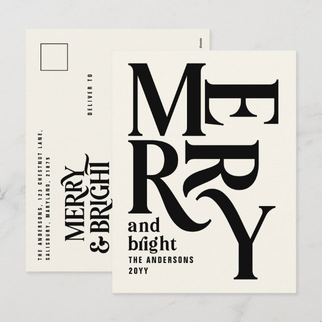 Budgeterad Modern, minimal enkel grädde god jul Helg Vykort (Fram/baksida)