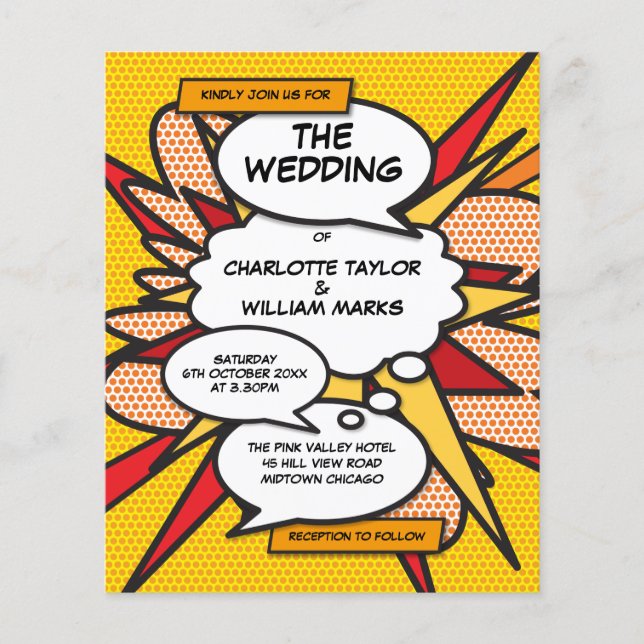 Budgeterad Modern Tecknad Bok fotobröllopsinbjudan (Framsida)