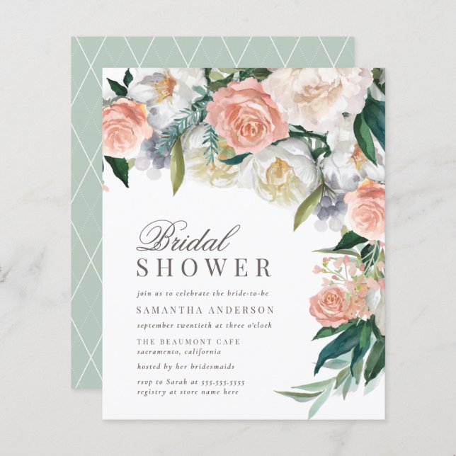 Budgeterad Möhippa för Blommigt av vattenfärg (Fram/baksida)