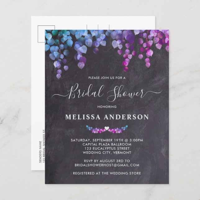 Budgeterad Möhippa för rustik eukalyptus Greenery  (Fram/baksida)