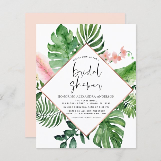 Budgeterad Möhippa Tropical Handflatan Watercolor (Fram/baksida)