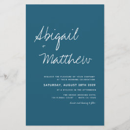 Budgeterad Mörk - enkel inbjudan till fotobröllop