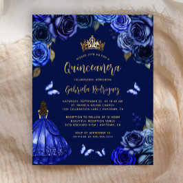 Budgeterad Mörk Royal Blue Blommigt Princess Quinc