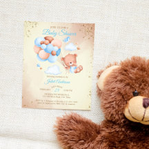 Budgeterad nalle med ballonger budgetbabydusch