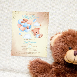 Budgeterad nalle med ballonger budgetbabydusch