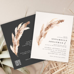Budgeterad naturlig pampas gräs elegant bröllop in flygblad