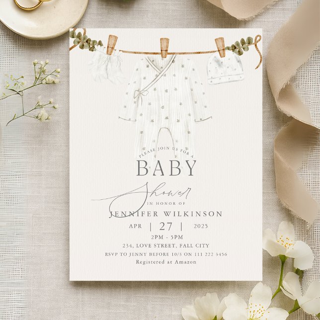 Budgeterad Neutralt Boho Baby Shower Inbjudan Vykort (Budget Neutral Boho Baby Shower Invitation Postcard)