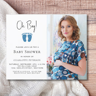Budgeterad Oh Boy Baby Shower Photo-inbjudan