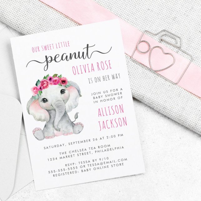 Budgeterad peanut Elephant Watercolor Flicka Showe (Skapare uppladdad)