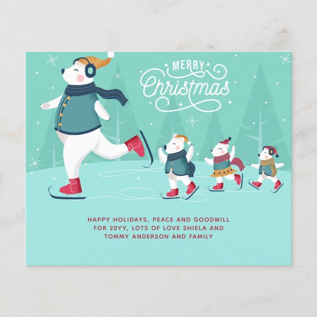 Budgeterad Polar under julen Bears Ice Skating Cut (Framsida)